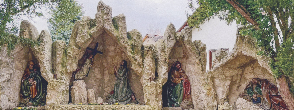 Ein Blick auf den<br />
"&Ouml;lberg" von Bollschweil:<br />
<strong>Jesus </strong><br />
vor dem <em>Ja </em>seines Lebens -<br />
die J&uuml;nger schlafen.<br />
Und wir?<br />
(Bild: Konradsblatt 13/26)